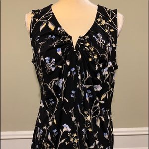 White House Black Market Size XL Women’s Sleeveless Black Floral Print Top